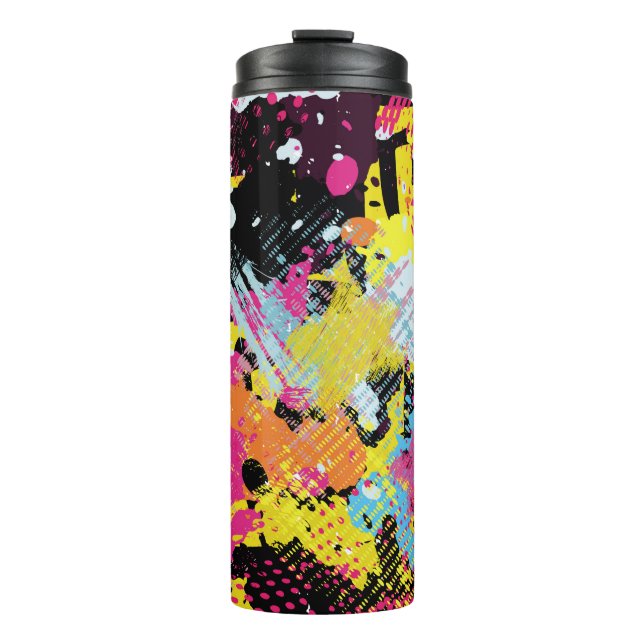 Graffiti hell psychedelisch nahtlos Muster illus Thermosbecher (Vorderseite)
