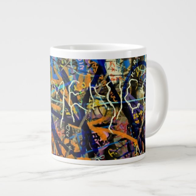 Graffiti-Hintergrund Jumbo-Tasse (Vorderseite Rechts)