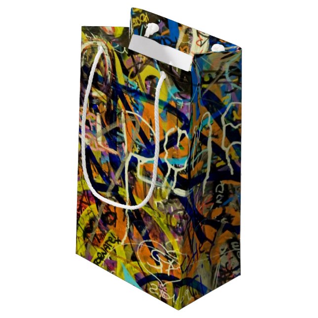 Graffiti-Hintergrund Kleine Geschenktüte (Rückseite Schrägansicht)