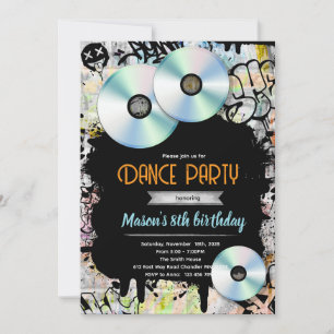 Graffiti-Hip-Hop-CD-R-Party-Einladung Einladung