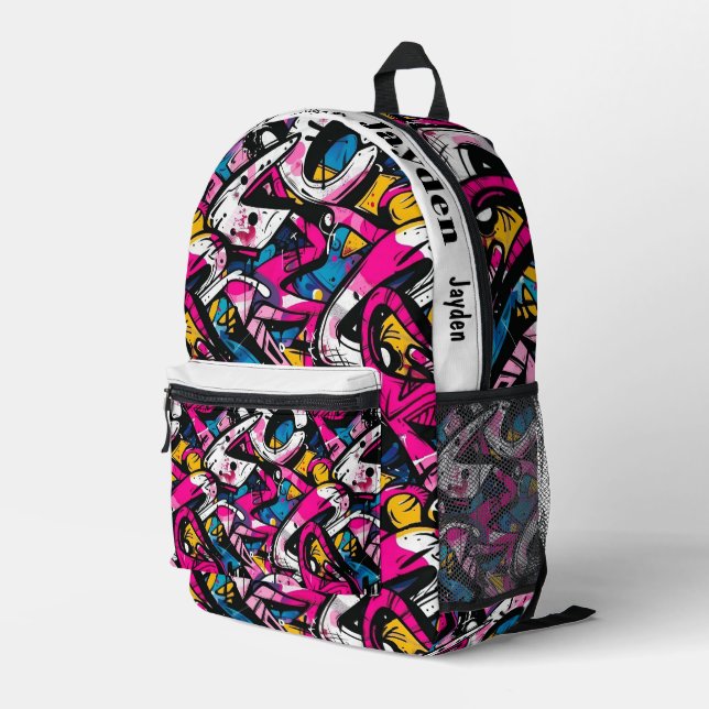 Graffiti hip hop pattern bedruckter rucksack (Rückseitige Ecke Rechts)