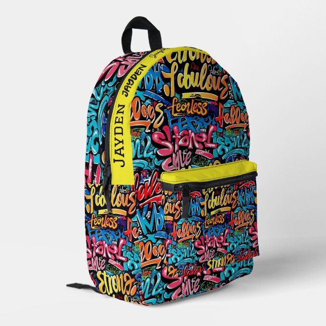 Graffiti hip hop pattern bedruckter rucksack (Rückseitige Ecke links)