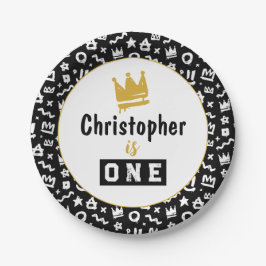 Graffiti Hip Hop Tags Schwarze und Gold Rap Doodle Pappteller