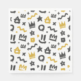 Graffiti Hip Hop Tags Schwarze und Gold Rap Doodle Serviette