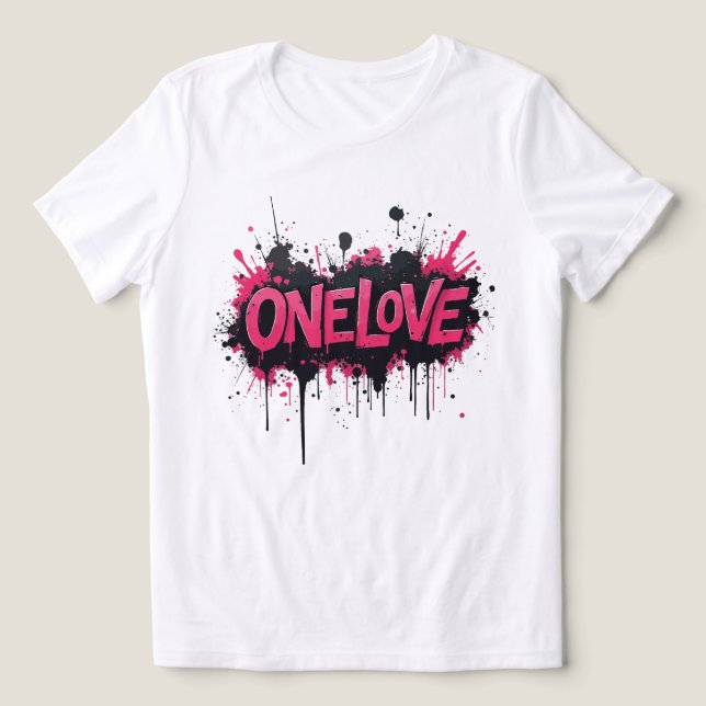 Graffiti Hot Pink "ONELOVE" Tri-Blend Shirt (Design Vorderseite)