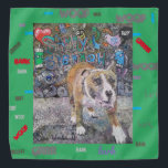 Graffiti Hund Bruno green bandana für Hunde Halstuch<br><div class="desc">Ich spezialisiere mich auf die Erstellung von individuellen Portraits für Haustiere. Der Graffiti Hund Bruno ist eines meiner Portraits für Haustiere,  das ich an Bandanas angepasst habe.</div>