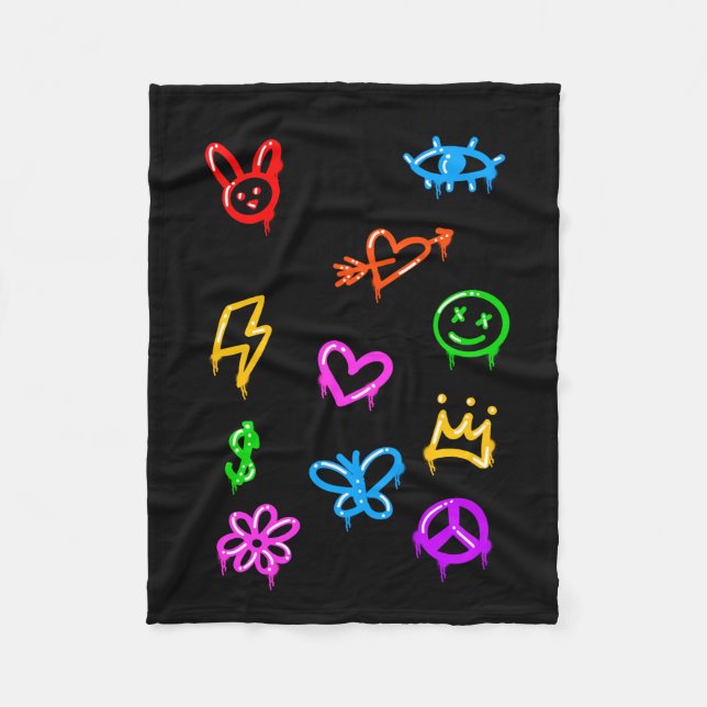 Graffiti Icon Gemustert Fleece Blanket (Vorderseite)