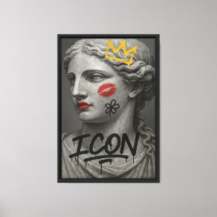 Graffiti Iconic Goddess Bust mit Lipstick Leinwanddruck