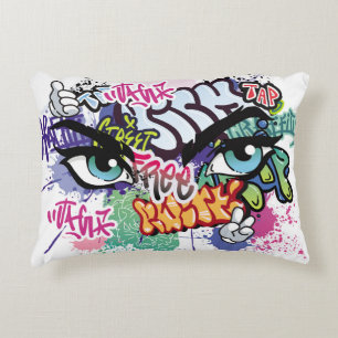 Graffiti-Illustration mit Street-Graffiti-Buchstab Dekokissen