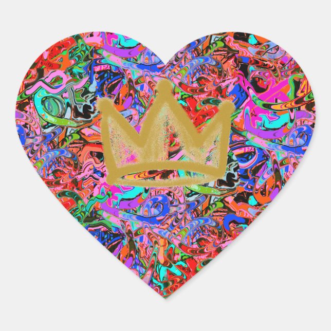 Graffiti im Street-Stil mit Krone Herz-Aufkleber (Vorderseite)