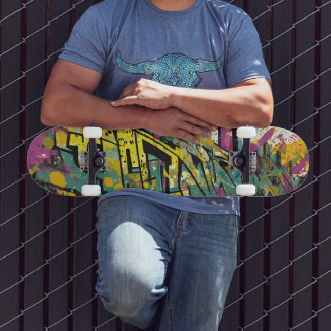 Graffiti in magenta und gelb skateboard (Außenbereich 3)