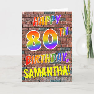 Graffiti Inspired Rainbow Look HAPPY 80TH BIRTHDAY Karte