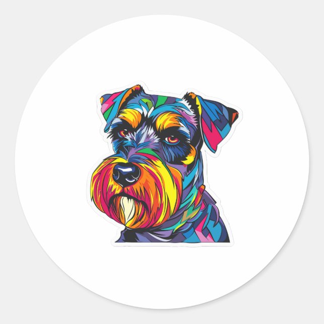 Graffiti Inspiriert Miniature Schnauzer-Hundkleber Runder Aufkleber (Vorderseite)