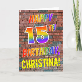 Graffiti Inspiriert Regenbogen-Look glücklich 15. Karte