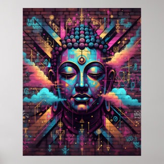 Graffiti-inspirierte moderne Kunst | meditierender Poster