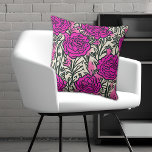 Graffiti-Inspirierte Rose Muster Pink Schwarz Kissen<br><div class="desc">Rosa,  schwarz und weiß mit Rose mit schwarzen Konturen</div>