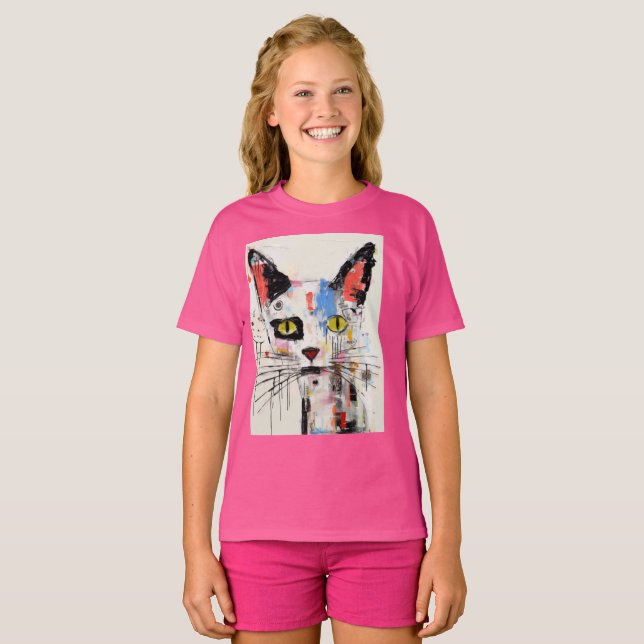 Graffiti-Katze Urban Cool Feline T-Shirt (Vorne ganz)