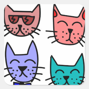Graffiti-Katzen Quadratischer Aufkleber