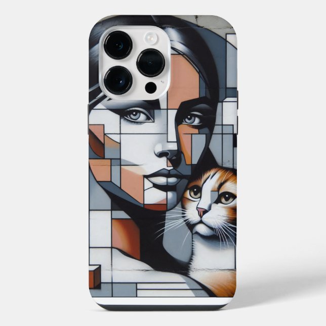 Graffiti Katzenlady iPhone Hülle (Rückseite)