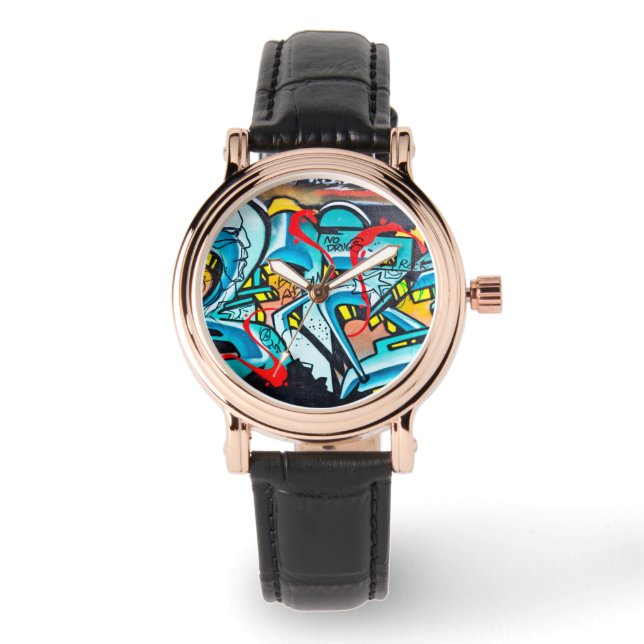 Graffiti Kunst Armbanduhr (Vorderseite)