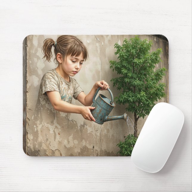 Graffiti-Kunst eines jungen Mädchens, das einen St Mousepad (Mit Mouse)