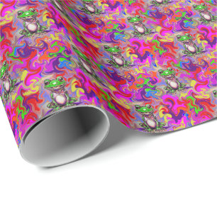 Graffiti-Kunst psychedelische Frösche farbenfrohe Geschenkpapier