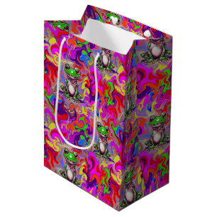 Graffiti-Kunst psychedelische Frösche farbenfrohe  Mittlere Geschenktüte