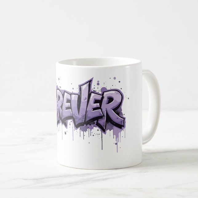 Graffiti Lavender Infinity "FOREVER" Kaffeetasse (VorderseiteRechts)