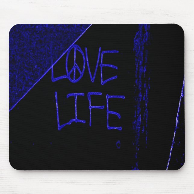 Graffiti "Liebe Life" Neon Blue Mouse Pad Mousepad (Vorne)