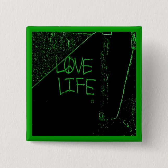 Graffiti "Liebe Life" Neon Green Button (Vorderseite)