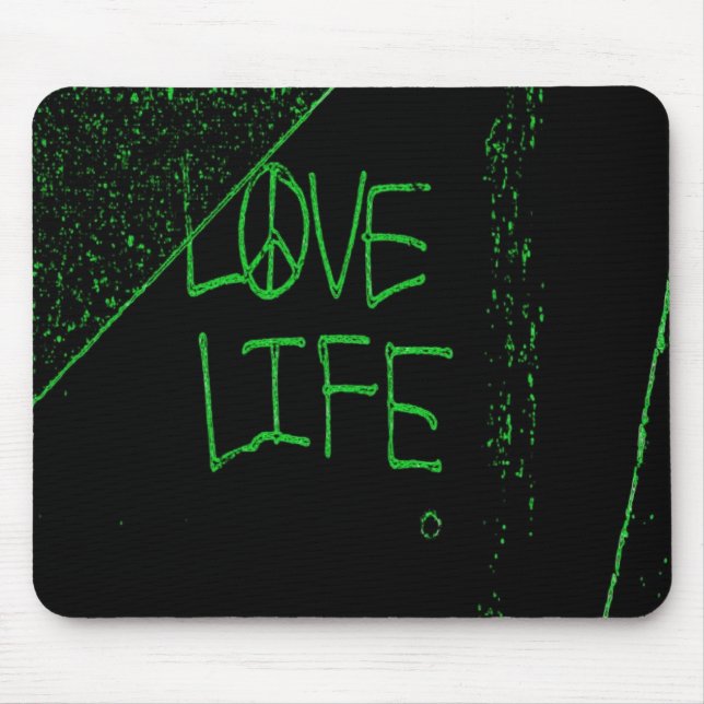Graffiti "Liebe Life" Neon Green Mouse Pad Mousepad (Vorne)