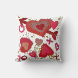 Graffiti Liebe Teens Throw Kissen, rosa Kissen