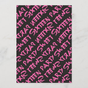 Graffiti Look Fashion Girl Sweet 16 Geburtstag Einladung