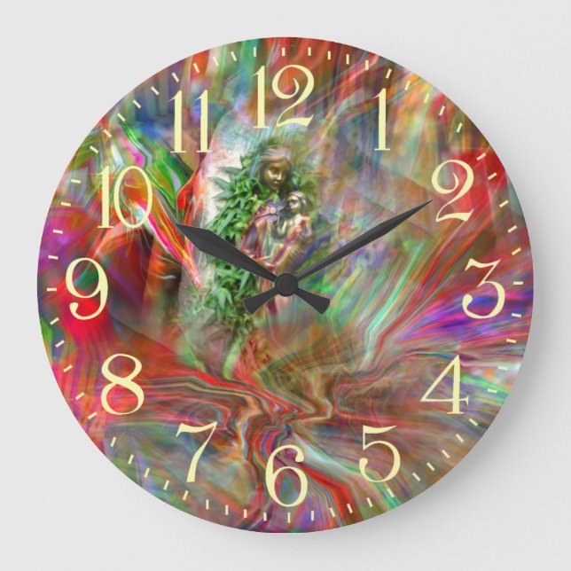 Graffiti Madonna Wall Clock Große Wanduhr (Vorderseite)