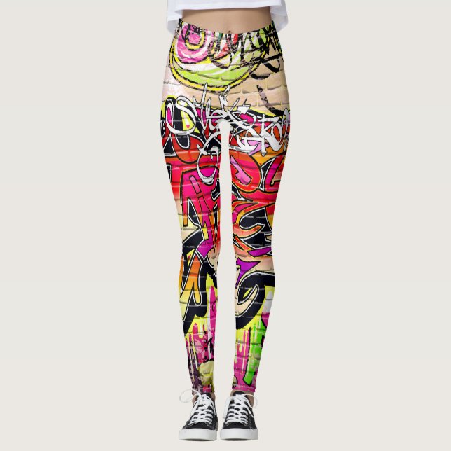 Graffiti-Mauer, urbane Kunst Leggings (Vorderseite)