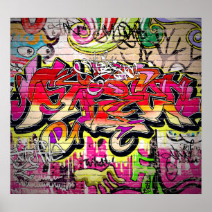Graffiti-Mauer, urbane Kunst Poster