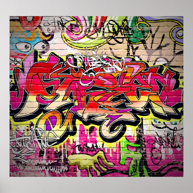 Graffiti-Mauer, urbane Kunst Poster (Vorne)