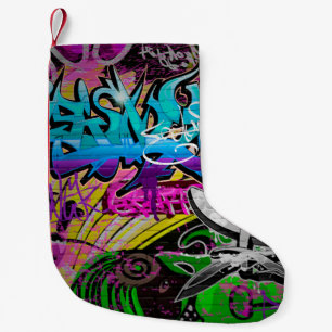 Graffiti-Mauer, urbane Kunstgraffiti,Kunst,Wand,Gr Kleiner Weihnachtsstrumpf