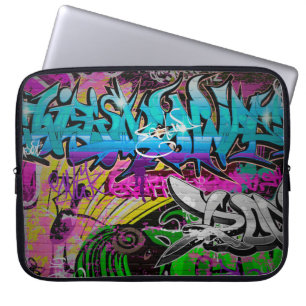 Graffiti-Mauer, urbane Kunstgraffiti,Kunst,Wand,Gr Laptopschutzhülle