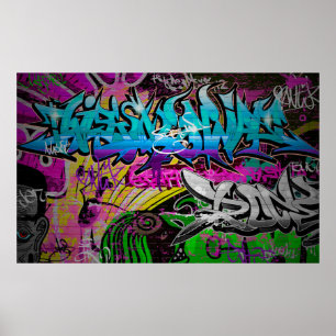 Graffiti-Mauer, urbane Kunstgraffiti,Kunst,Wand,Gr Poster