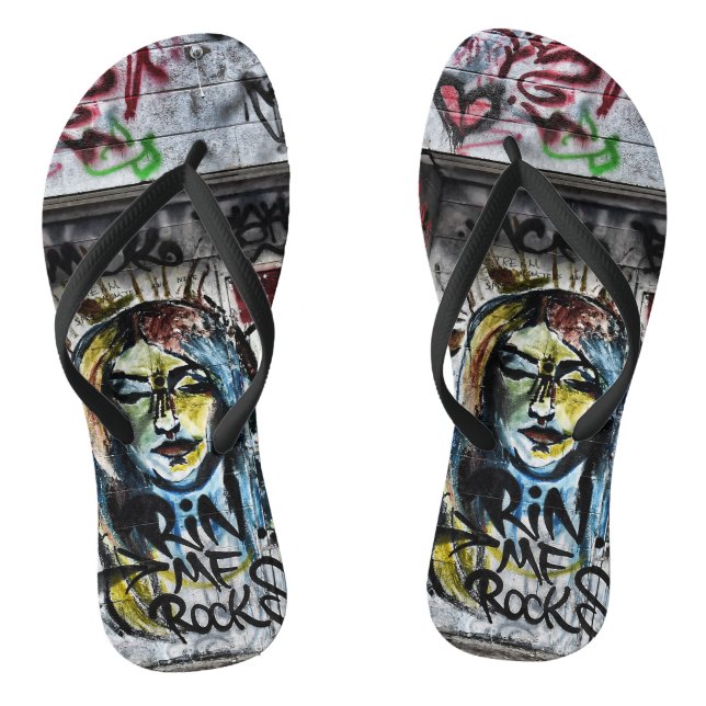 Graffiti Modern Coole Stadtstraße Kunst Flip Flops (Fußbett)