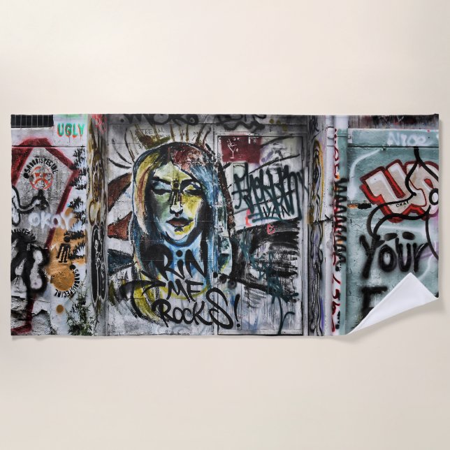 Graffiti Modern Coole Stadtstraße Kunst Strandtuch (Vorderseite)