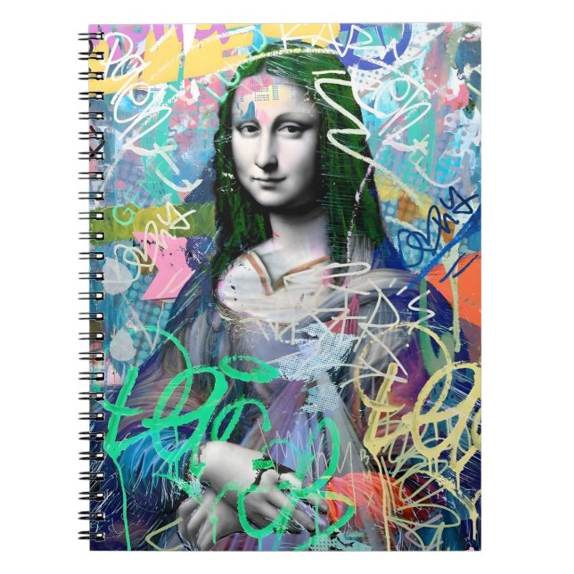 Graffiti Mona Lisa Street Art Notebook Notizblock (Vorderseite)