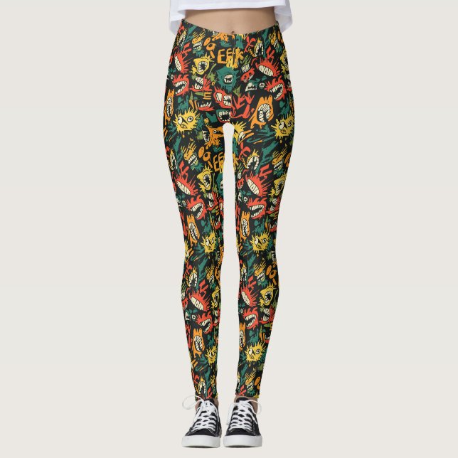 Graffiti-Monster Eek Black Halloween (1) Leggings (Vorderseite)