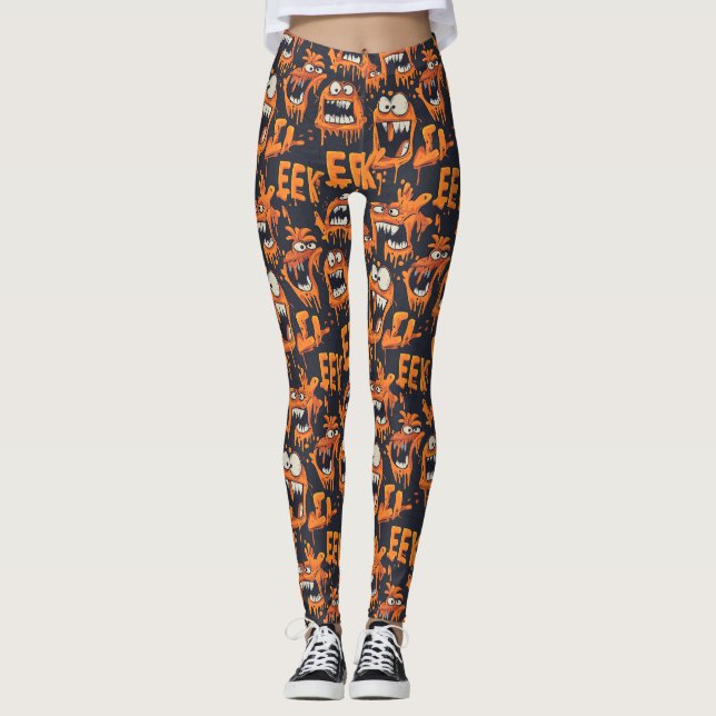 Graffiti-Monster Eek Black Halloween (2) Leggings (Vorderseite)
