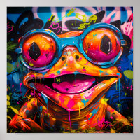 Graffiti Multicolored Frog mit Brille
