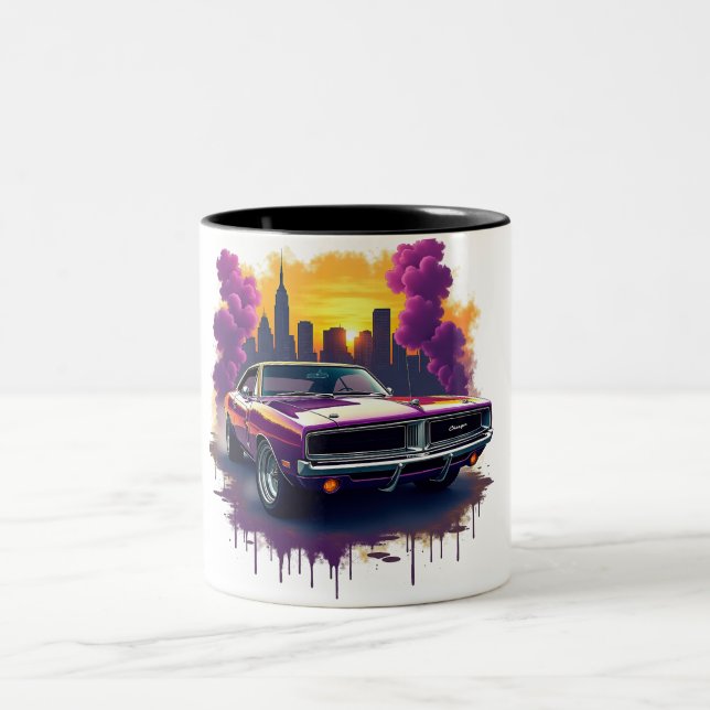 Graffiti Muscle Car Zweifarbige Tasse (Mittel)