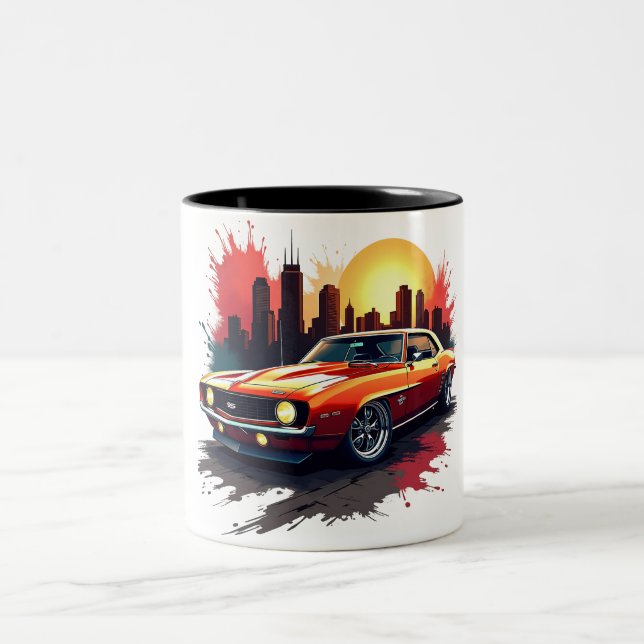 Graffiti Muscle Car Zweifarbige Tasse (Mittel)