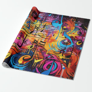Graffiti Musical Notes Wrapping Paper Geschenkpapier