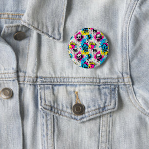 Graffiti-Muster mit Neon Colors und Urban Grunge Button